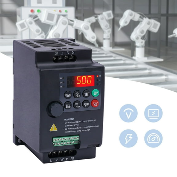 Fichiouy Variable Frequency Drive, VFD Drive, 1.5KW 220V Phase Converter In 1 3 Phase Out