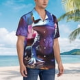 thumbnail image 3 of Honeii Colorful Frog Among Flowers Print Men’s Hawaiian Shirt,Classic Button-Down Short Sleeve Shirt, for Beach, Vacation, and Outdoor Activities,Large, 3 of 7