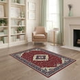 thumbnail image 2 of ODIKA 4'x6' Ultra-Soft Area Rug, Vintage Ornate Web Border Carpect Deepburgundy Pink Maroon Traditional None Washable, Bare feet friendly, Silk-Touch for Bedroom Home office, 2 of 7