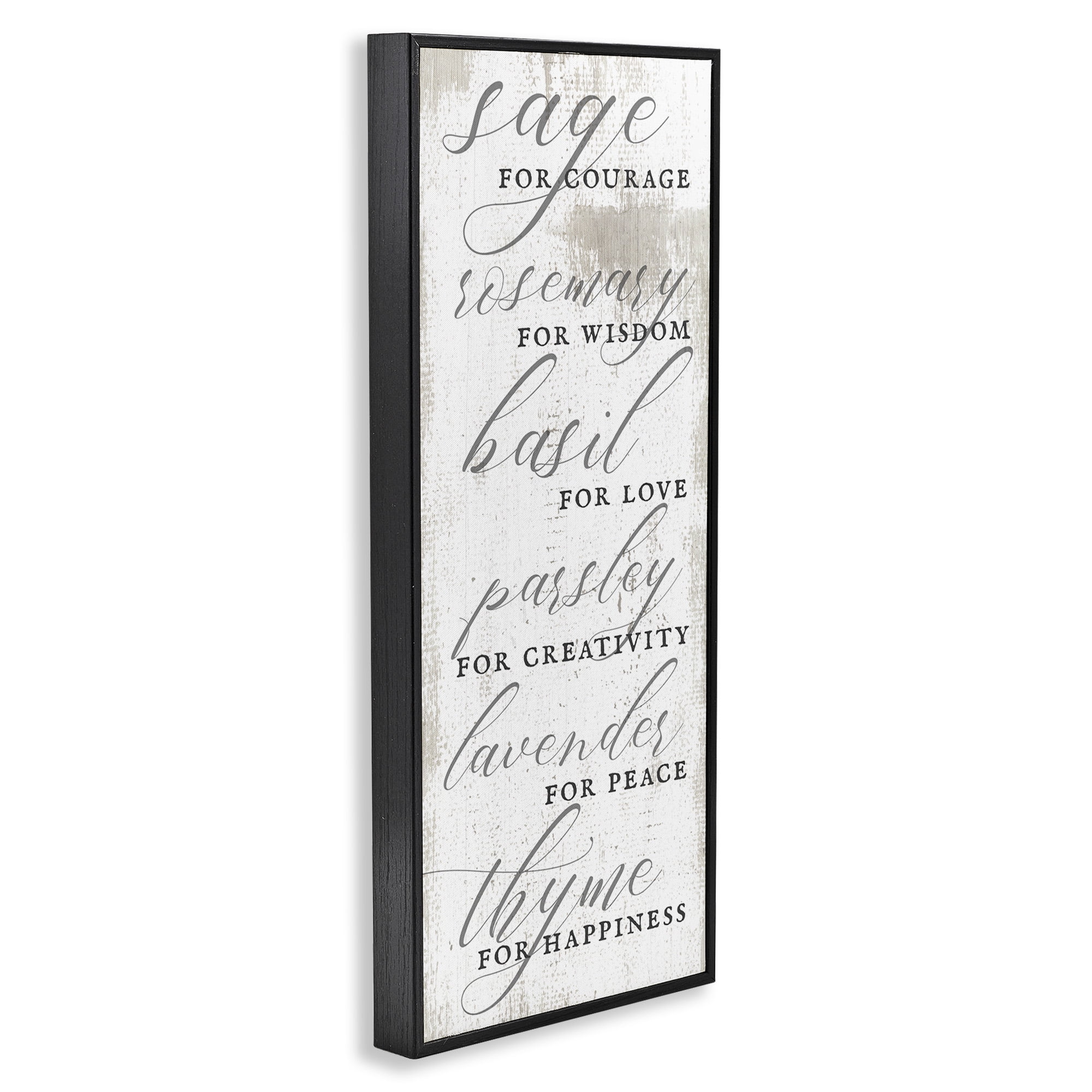 Stupell Industries Sage Basil Thyme Sentimental Phrases Food & Beverage Painting Black Framed Art Print Wall Art, 10 x 24