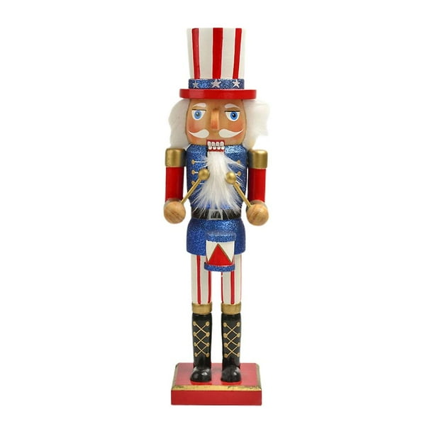 Green Adornos de Cascanueces americanos de madera de 15 pulgadas, decoraciones navideñas, muñeco soldado