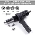 thumbnail image 3 of SharkTRUE Electric Drill Rivet Nut Tool Kit with 4 Interchangeable Heads & Non-Slip Clamping Fixture - High-Strength Alloy Steel Hand Tool for Sheet Metal, Gutter, Door, and Auto Repair, 3 of 8