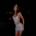 thumbnail image 3 of Slip Dress with Embellished Crystal Details (S, Blue), 3 of 6