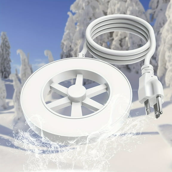 70W Outdoor De-Icer Heater, Thermostatically Controlled for Garden Ponds, Bird Baths & Livestock Water Troughs, Energy-Efficient, Automatic On/Off, 120V US Plug, White