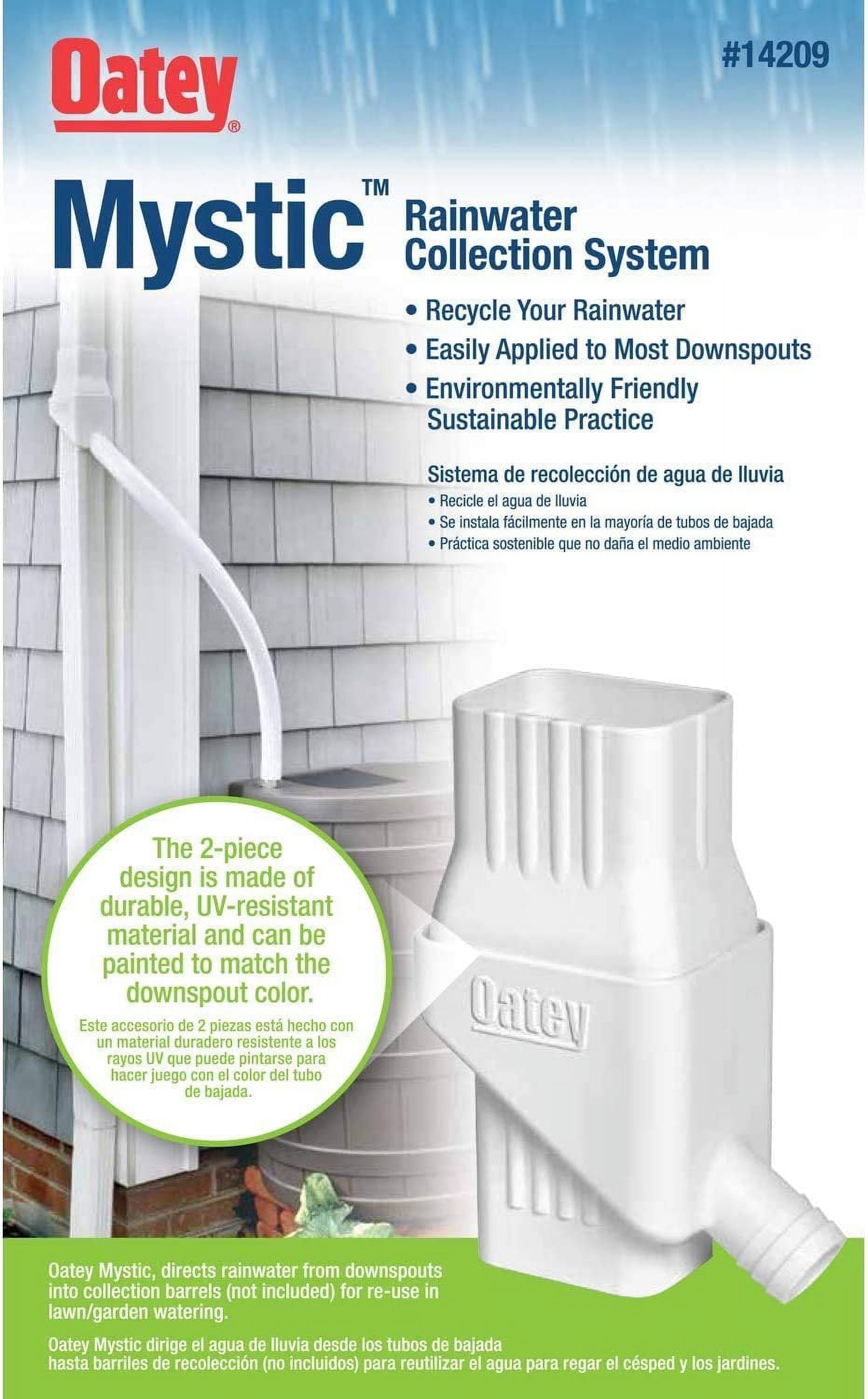 Oatey Mystic Rainwater Collection System Fits 2" X 3" Residential Downspouts 4-Pack — Residential Use, Standard Application