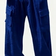 thumbnail image 3 of Ceisia Men Solid Color Multi Pocket Linen Workwear Pants Loose Wide Gift Leg Casual Trousers, 3 of 5