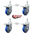 thumbnail image 2 of 5 Inch Blue Polyurethane Swivel 3/8 Inch Stem Caster Set with Total Lock Brake, 2 of 2