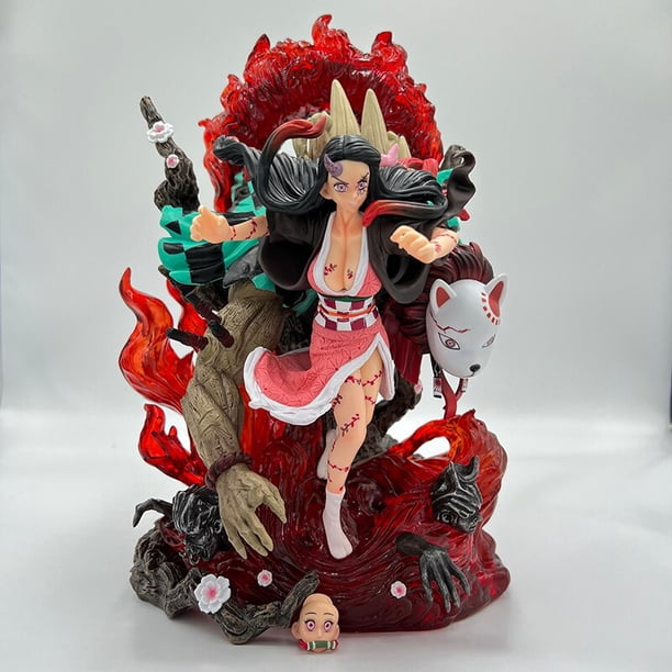 Demon Slayer Anime Figure, Kimetsu no Yaiba Action Figure, Kamado Nezuko Figurine, Colección Modelo Butter Toys avec lumière, GK, 33cm33 cm sin caja al por menor zhangyuxiang unisex