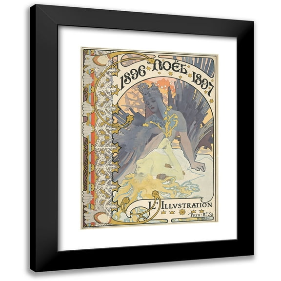 Alphonse Mucha 11x14 Black Modern Framed Museum Art Print Titled - L’Illustration, Noel, 1896 (1896)