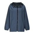 thumbnail image 6 of jtjvou Packable Rain Jacket for Women Waterproof Lightweight Raincoats Zip Up Long Sleeve Hooded Hiking Windbreaker Jackets Blue L, 6 of 9