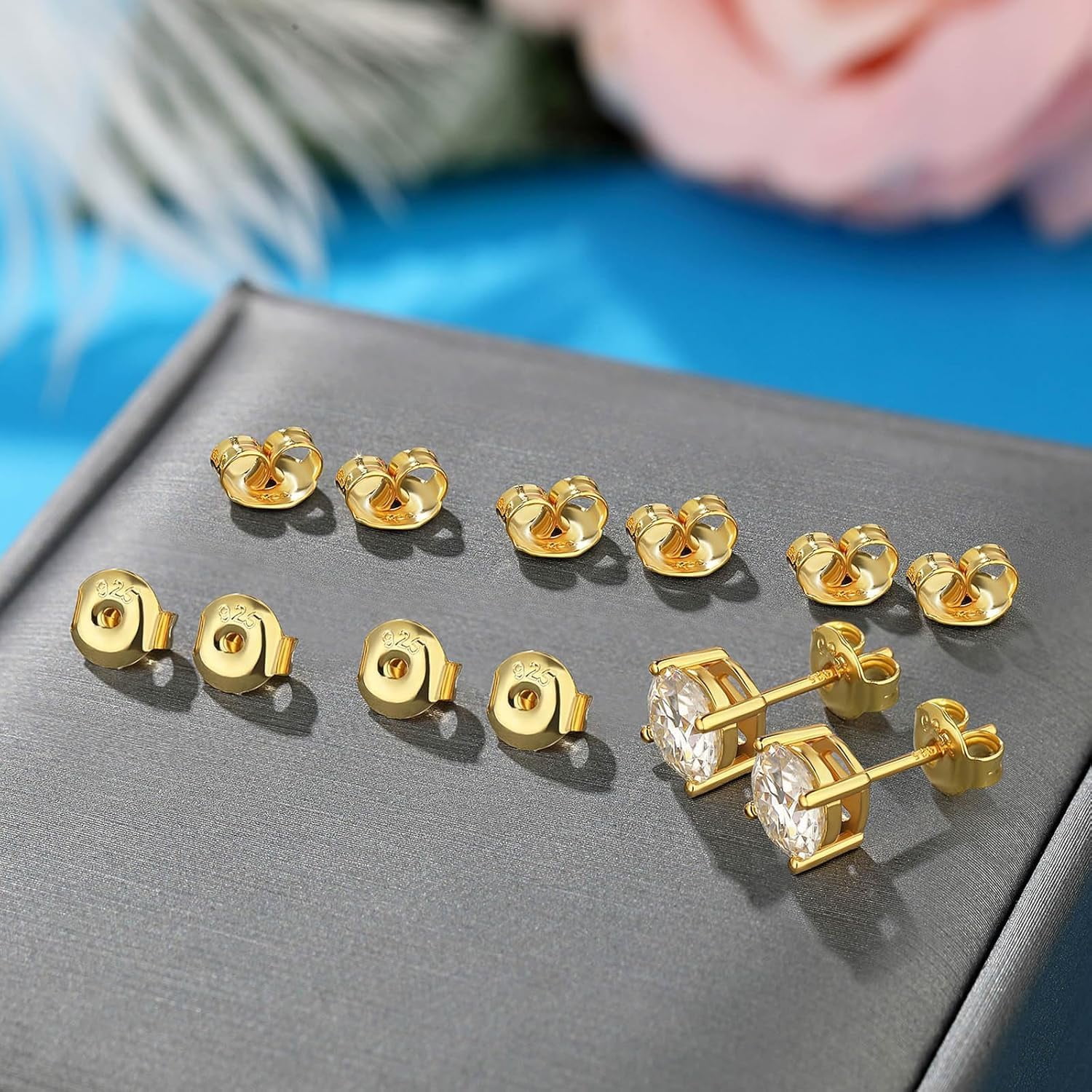 Silver Earring Backs Replacements - Hypoallergenic Earring Backs for Studs, Secure Ear Locking for Stud Earrings Ear Nut for Posts, 6 PCS Gold 6 PCS White Gold