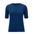 thumbnail image 4 of ManxiVoo Women's Lightweight Top Knit Short Sleeve Crewneck Pullover Soft Layering Thin Sweater L Size Blue, 4 of 6