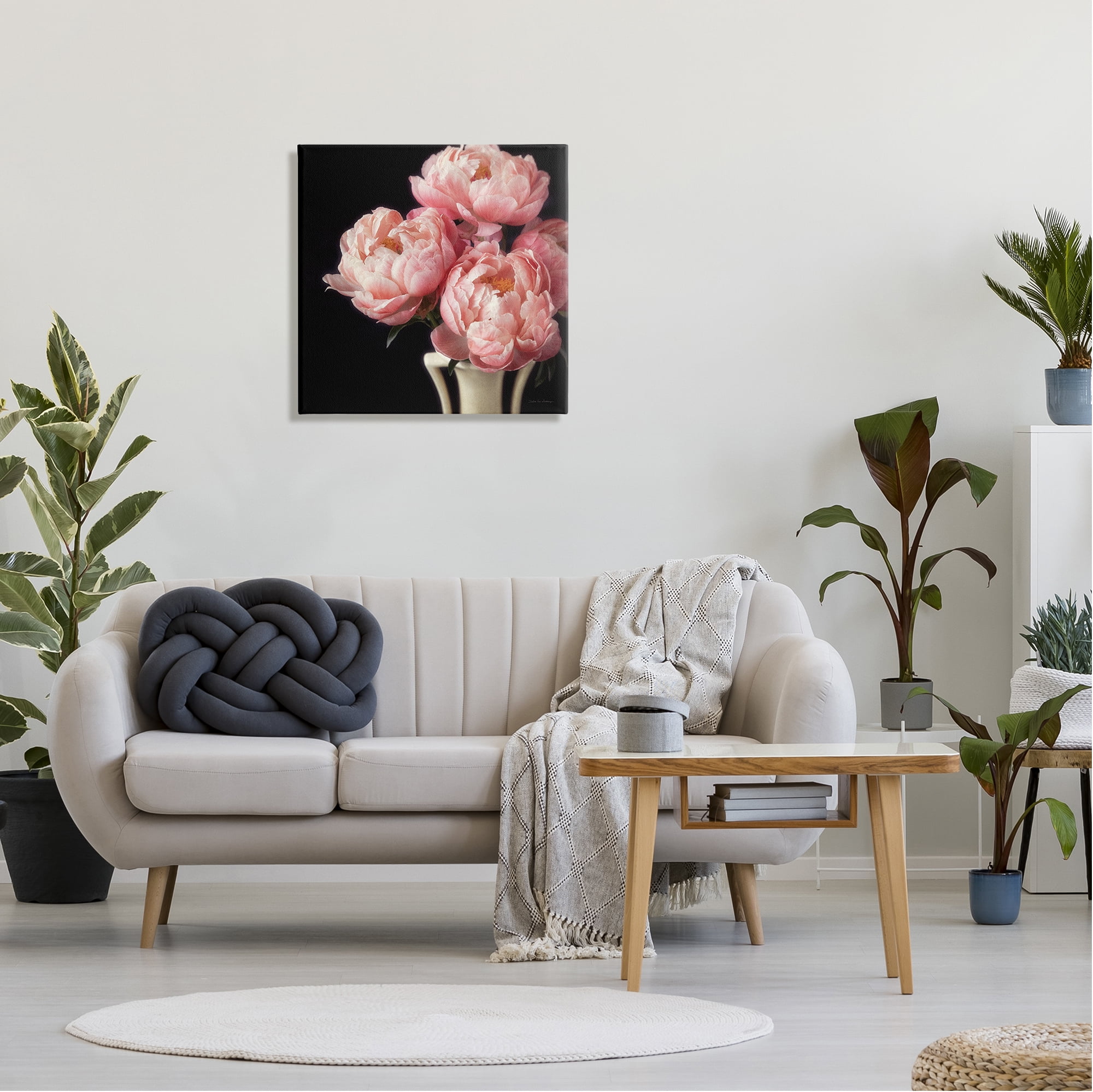 Stupell Industries Three Peonies Photography Botanical & Floral Photography Gallery Wrapped Canvas Art Print Wall Art, 24 x 24