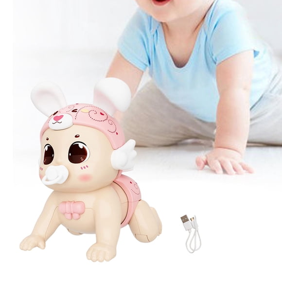 Juguete para Gatear de Bebé de Dibujos Animados, Juguete de Muñeca Cantante Eléctrica, Juguete Musical Interactivo Divertido para Niña con Música para Conejo Rosa