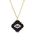 thumbnail image 1 of Cubic Zirconia Evil Eye Enamel Quatrefoil Necklace in Sterling Silver, 1 of 5