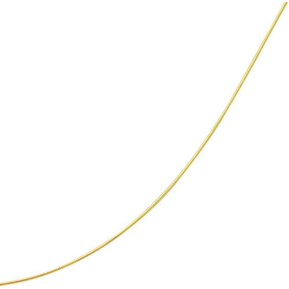 JewelStop 14k Yellow Gold 1.1 mm Round Omega Necklace, Lobster Claw Clasp - 18 Inches, 4.9gr.