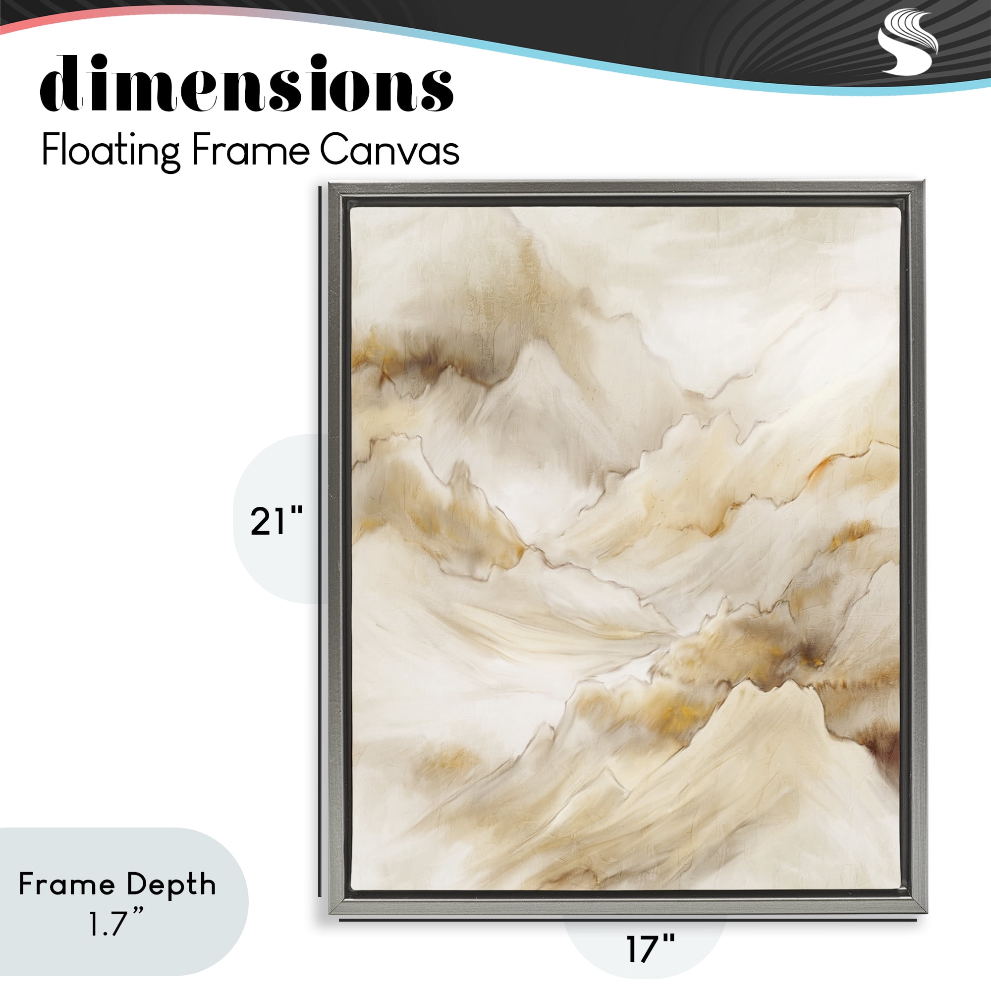 Stupell Industries Neutral Land Flow Gray Framed Floater Canvas Wall Art, design by Kim Allen