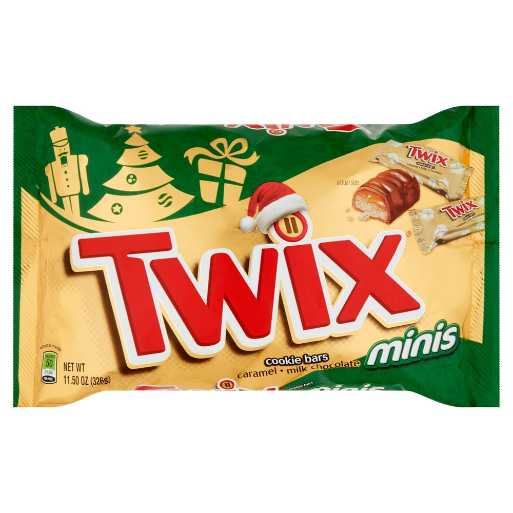 Twix Minis Caramel and Milk Chocolate Cookie Bar Christmas Candy, 11.5