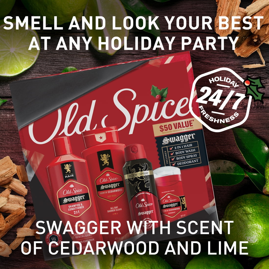 Old Spice Holiday Gift Pack for Men, Swagger Scent, Body Wash