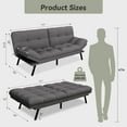 thumbnail image 3 of Convertible Futon Sofa Bed, 71" Comfy Loveseat Sleeper Sofa, Thicken Cushion, Comfy Velvet Twin Size Futon Couch Bed for Small Space Bedroom Dorm Office, 3 of 7