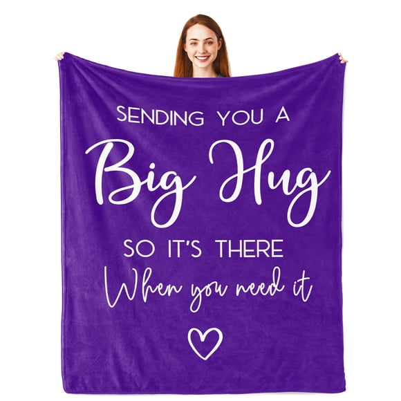 Manta de regalo Pubrave Inspirational Hug Love, color morado, 150 x 125 cm