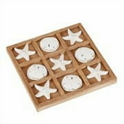 NIKKY HOME Wood Board Travel Game Beach Tic Tac Toe for Fun, 8.97 by 8.97-in Distressed White
