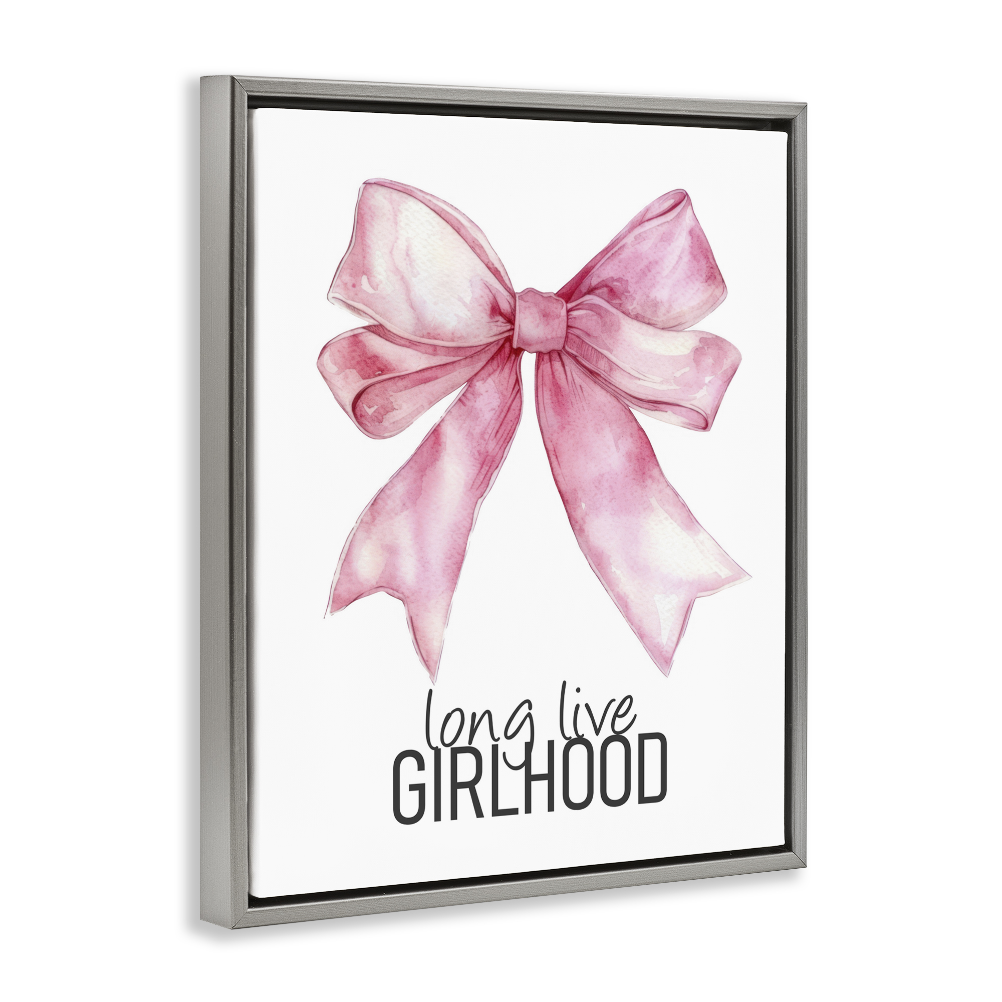 Long Live Girlhood Gray Framed Floater Canvas Wall Art, design by Kim Allen