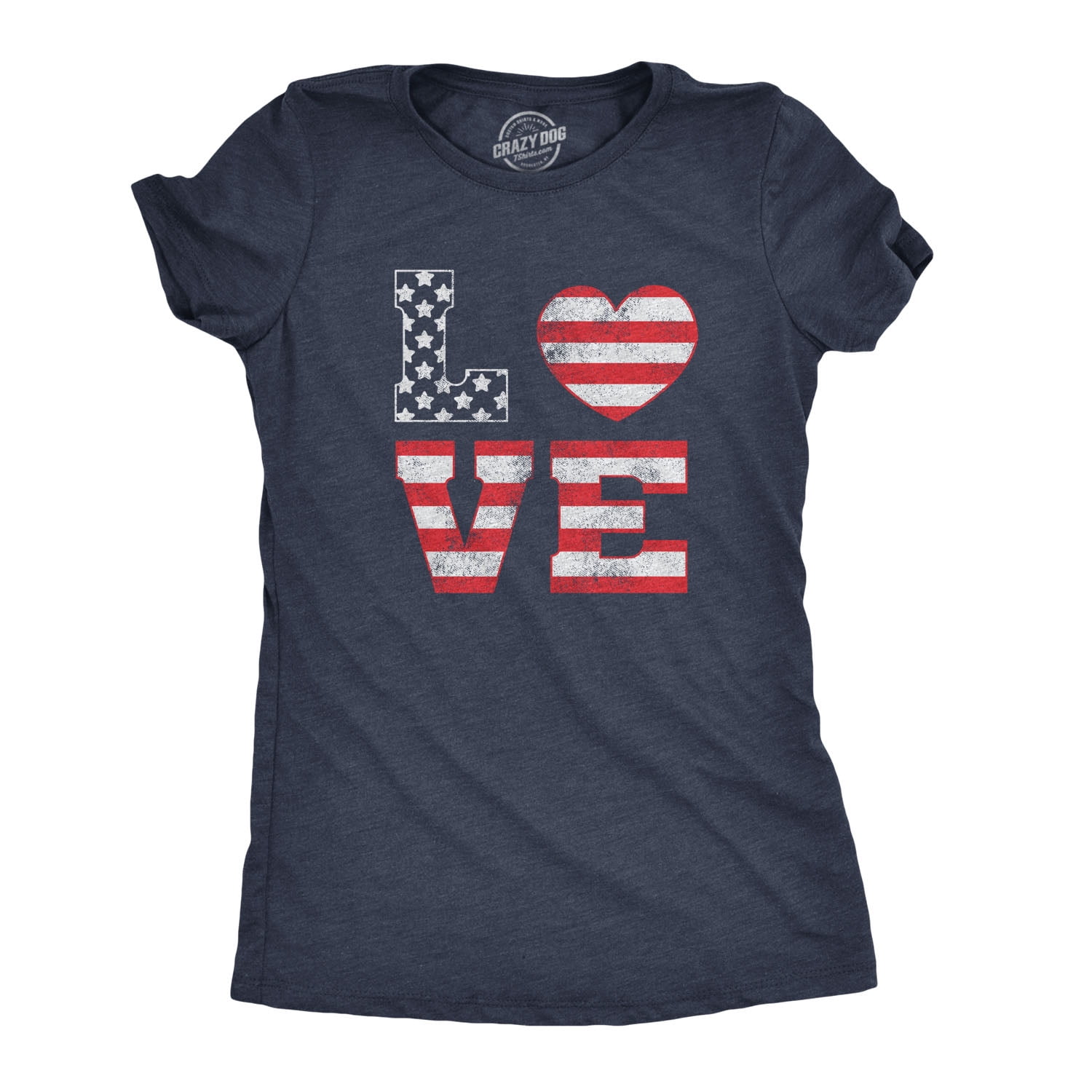 Womens Love American Flag Tshirt Cute 