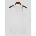 thumbnail image 4 of Men's Square Neck Slim Fit Knitted Vest Party Sweat Outfit White Tank Tops, 4 of 9
