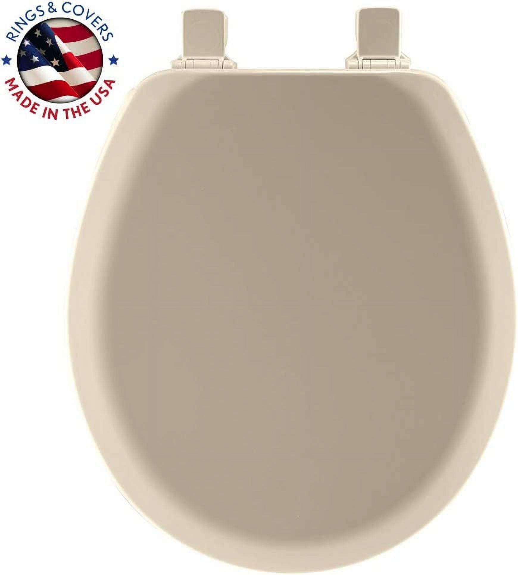 MAYFAIR 841EC 006 Cameron Toilet Seat will Never Loosen and Easily Remove, ROUND, Durable Enameled Wood, Bone