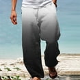 thumbnail image 2 of IROINNID Drawstring Pants for Men Summer Casual Gradient Wide Leg Relaxed Fit Elastic Waist Straight Trousers Trendy Beach Pants,Black, 2 of 5