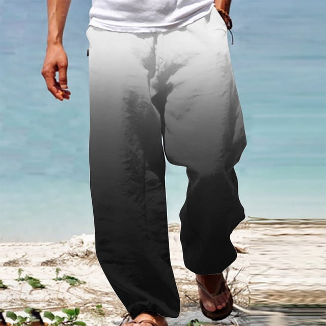 Pantalones largos de verano para hombre, informales, a la moda, con estampado degradado, cintura elástica, rectos