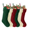 thumbnail image 1 of Paquete de 6 medias navideñas de punto, decoraciones de medias de punto, medias rústicas de granja para la temporada navideña familiar, marfil, grandes decorativas, 1 of 4