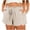 Khaki, variant on PUMISAS Summer Shorts For Women Elastic And Adjustable Waistband Drawstring Shorts Comfortable Solid Color Casual Loose Pants With Pockets