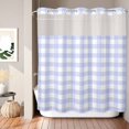 thumbnail image 2 of No Hook Shower Curtain, Purple Checked Shower Curtains for Bathroom with See Through Top Window, Farmhouse Buffalo Plaid Country Grid Waterproof & Washable Bath Curtain Standard 72"x72", 2 of 9