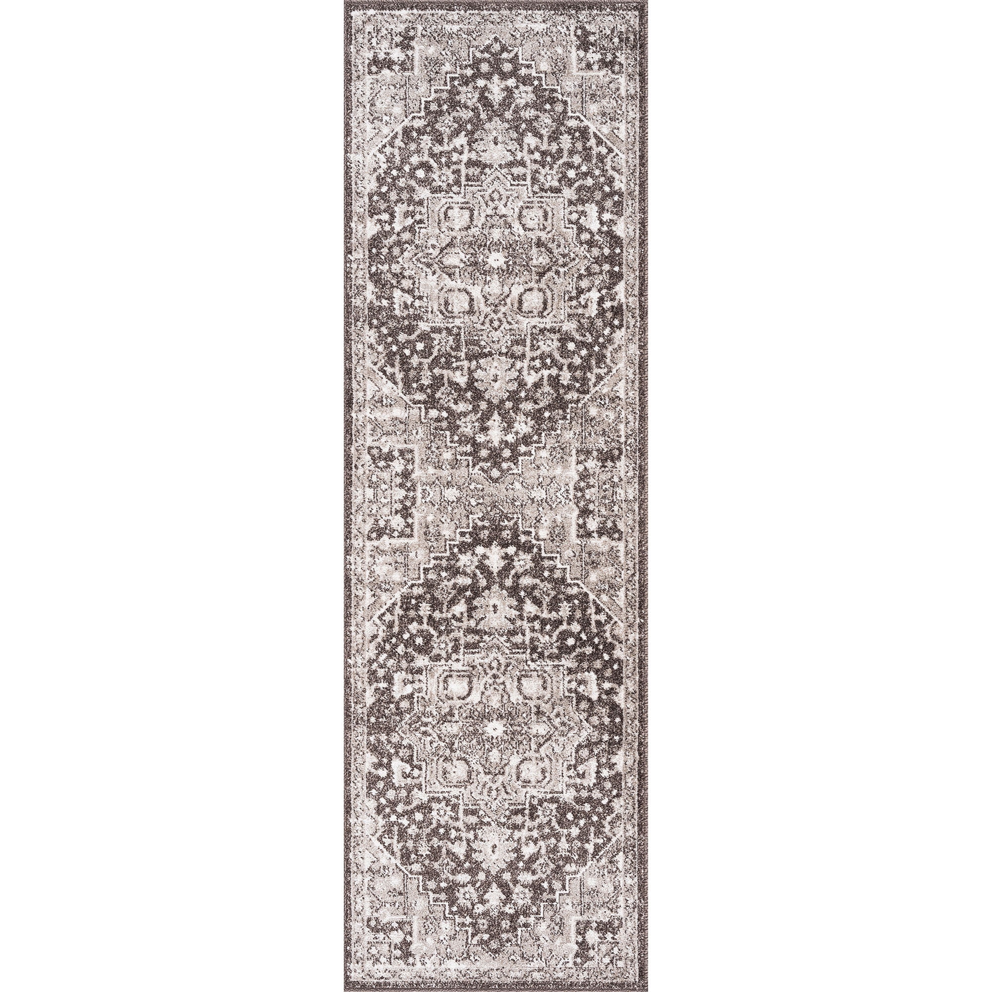Bliss Rugs Magic Traditional 2' x 7' Brown and Cream Indoor Area Rug