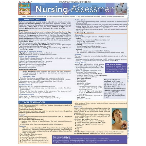 Pre-Owned Nursing: Assessment: Quickstudy Laminated Reference Guide (Misc.) 1423214331 9781423214335
