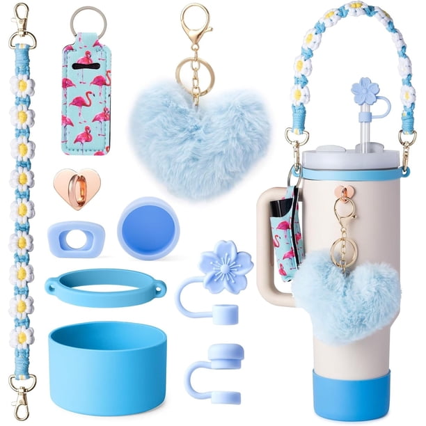 Accesorios para Stanley la Copa, Correa Porta Botella con Mango, Funda de Copa de Silicona, Porta Labial, Tapa de Pajilla y Tapa Antiderrames, Encantres rnos Lindos para 40 oz/30 oz