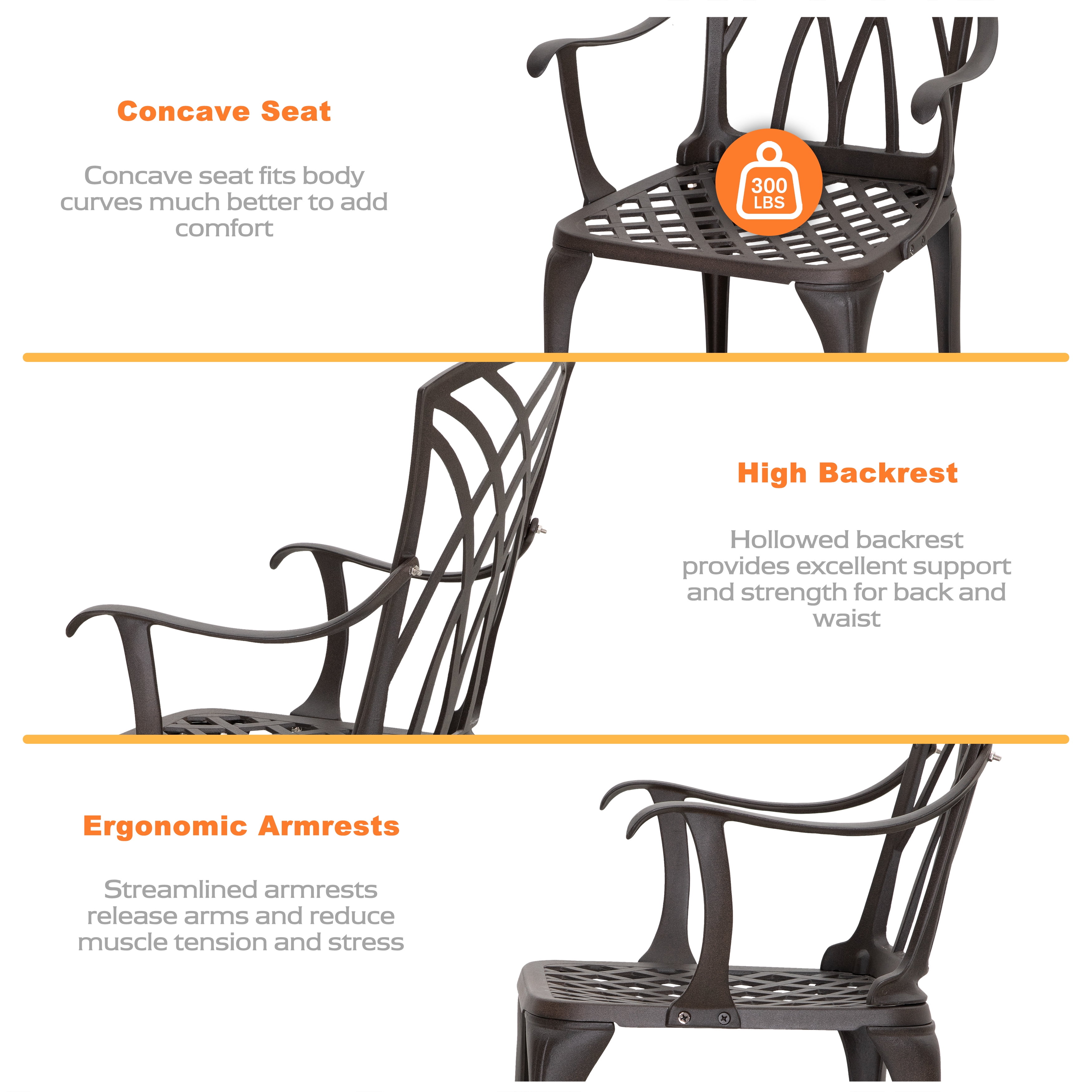 Nuu Garden 5-Piece Outdoor Dining Set, Cast Aluminum All-Weather Patio Furniture Set, Outside Patio Table and Chairs with Umbrella Hole for Garden, Deck, Antique Bronze