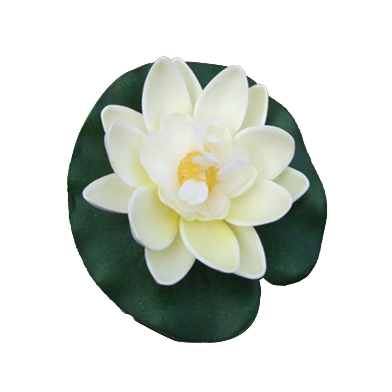 Clearance! Liulin Artificial Lotus Flower, Water Lilies Artificial Flowers with Lily Pads, Realistic Floating Foam Lotus Flowers for Outdoor Ponds Garden Fountain Home Decor, Water Lily, 3.9", White
