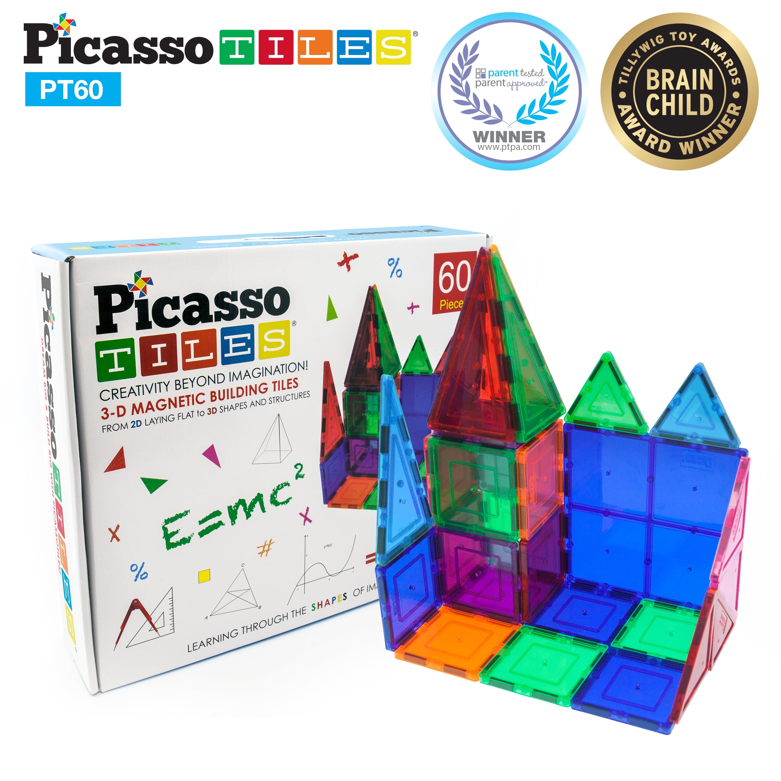 picassotiles 60 piece 3d magnetic building blocks set