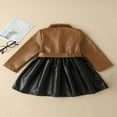 thumbnail image 3 of Robe à Manches Longues pour Filles Col Rabattu Fermeture à Boutons Veste en Cuir PU, 3 of 6