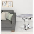 thumbnail image 6 of HomeRoots 486399 22 x 24 x 24 in. Silver & Light Gray Marble Look & Stainless Steel Square End Table, 6 of 6