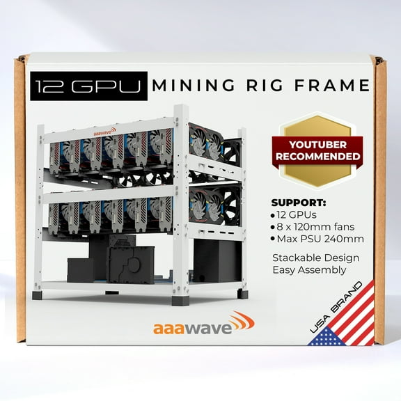 AAAwave 12GPU Open Frame Mining Rig Frame Chassis for Crypto currency Ethereum Ravencoin Ergo Zcoin (White)