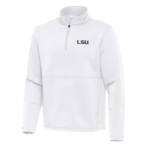 Men's Antigua White LSU Tigers Twist Quarter-Zip Pullover Jacket