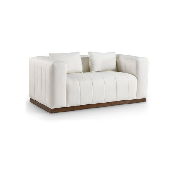 Meridian Furniture Mallina Cream Vegan Leather Loveseat