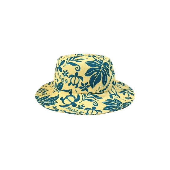 ISLAND CREW HAWAII BUCKET HAT: Honu Monstera Cream