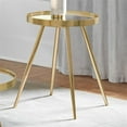 thumbnail image 4 of Pemberly Row Mid-Century Metal Round Mirror Top End Table Gold, 4 of 4