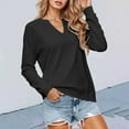 thumbnail image 4 of Lightweight V Neck Sweatshirts for Women 2025 Long Sleeve Casual Plain Sweatshirt Pullover Tops Fall Winter Outfits, 4 of 6