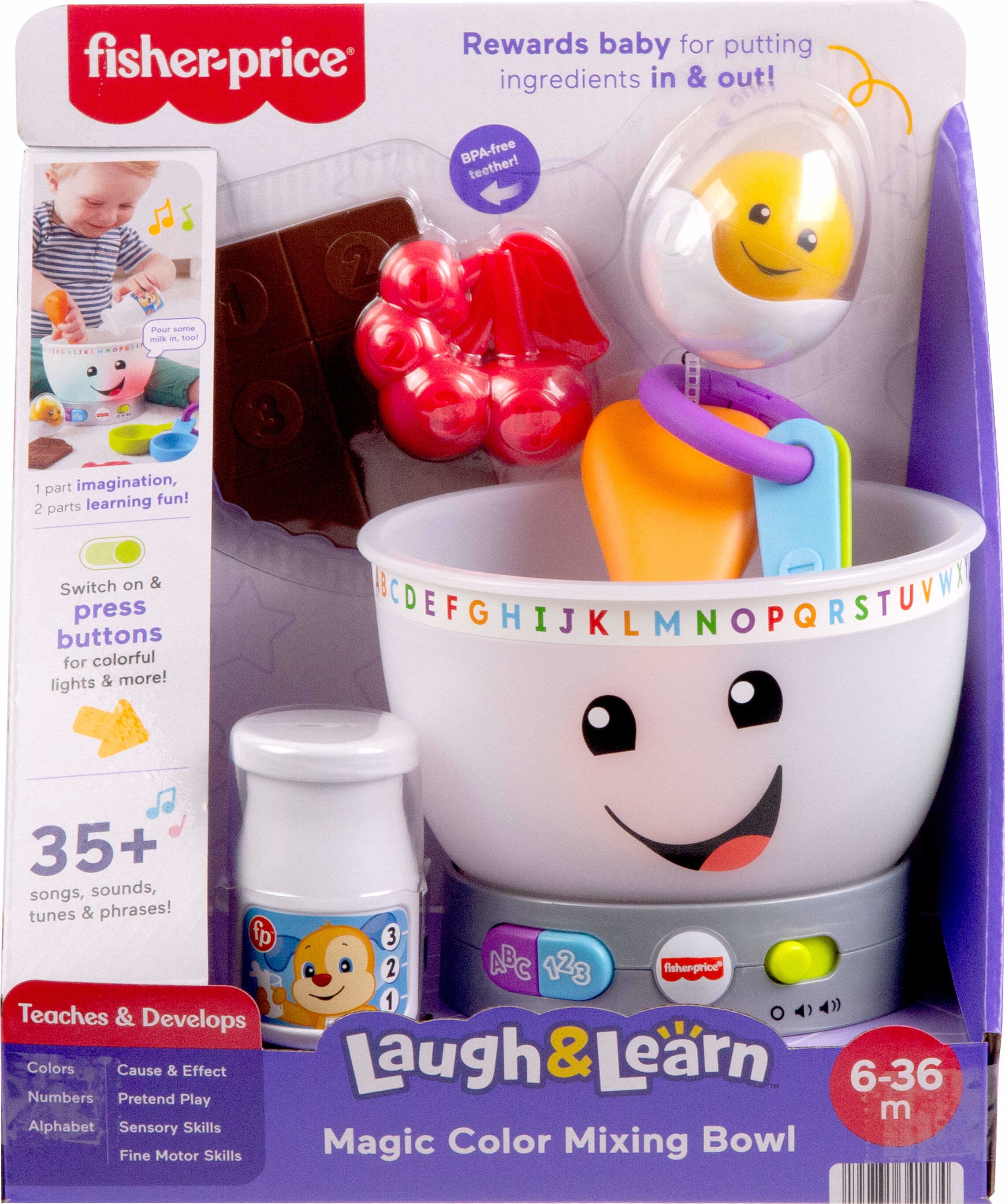 Fisher-Price Laugh & Learn Magic Color Mixing Bowl Baby & Toddler Learning Toy, 7 Pieces